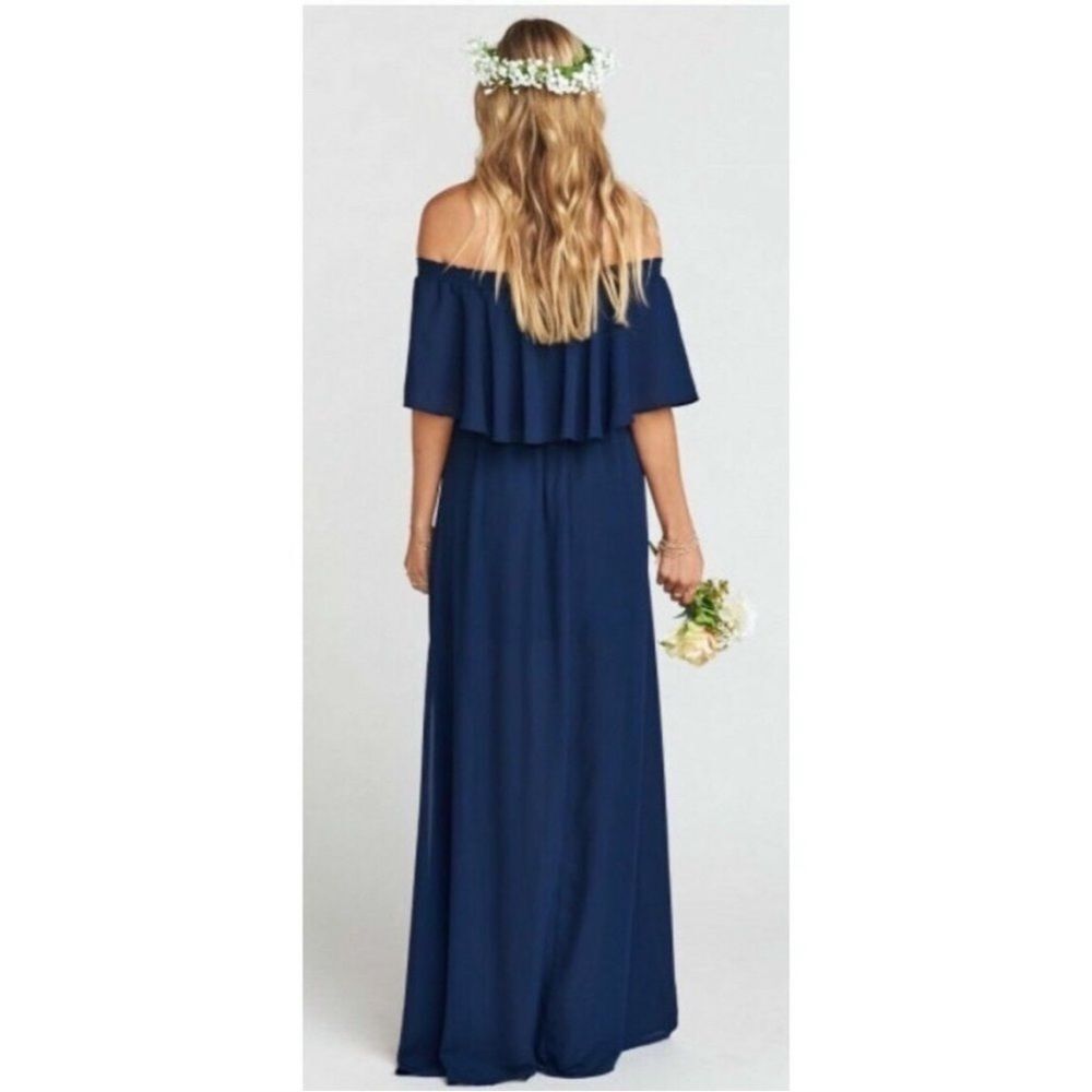Show Me Your Mumu Hacienda Strapless Ruffle Rich Navy Blue Maxi Dress Sz XS NWT - Picture 2 of 16
